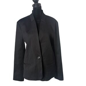 Jenni Kayne Minimalist One Button Boy Blazer Jacket Black Size XL Quiet Luxury